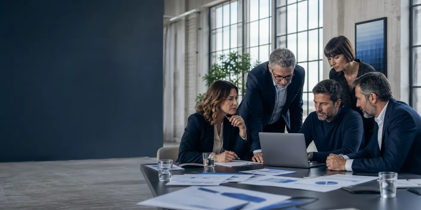 Team di lavoro riunito attorno a una scelta strategica aziendale